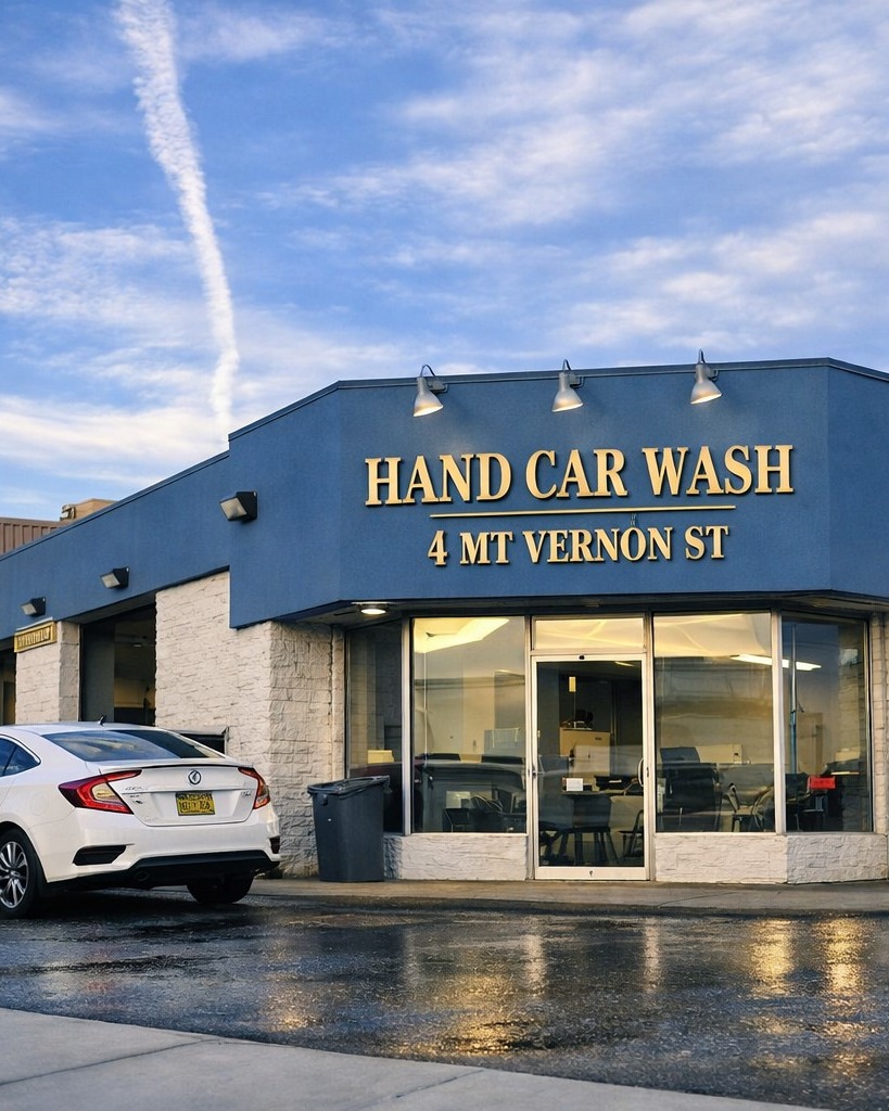The Ridgefield Park Hand Car Wash storefront on Mt Vernon St